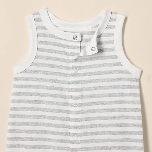 Miniatura 3 de Tienda Essentials Conjunto de mameluco unisex de manga corta y sin mangas para bebés, paquete de 2