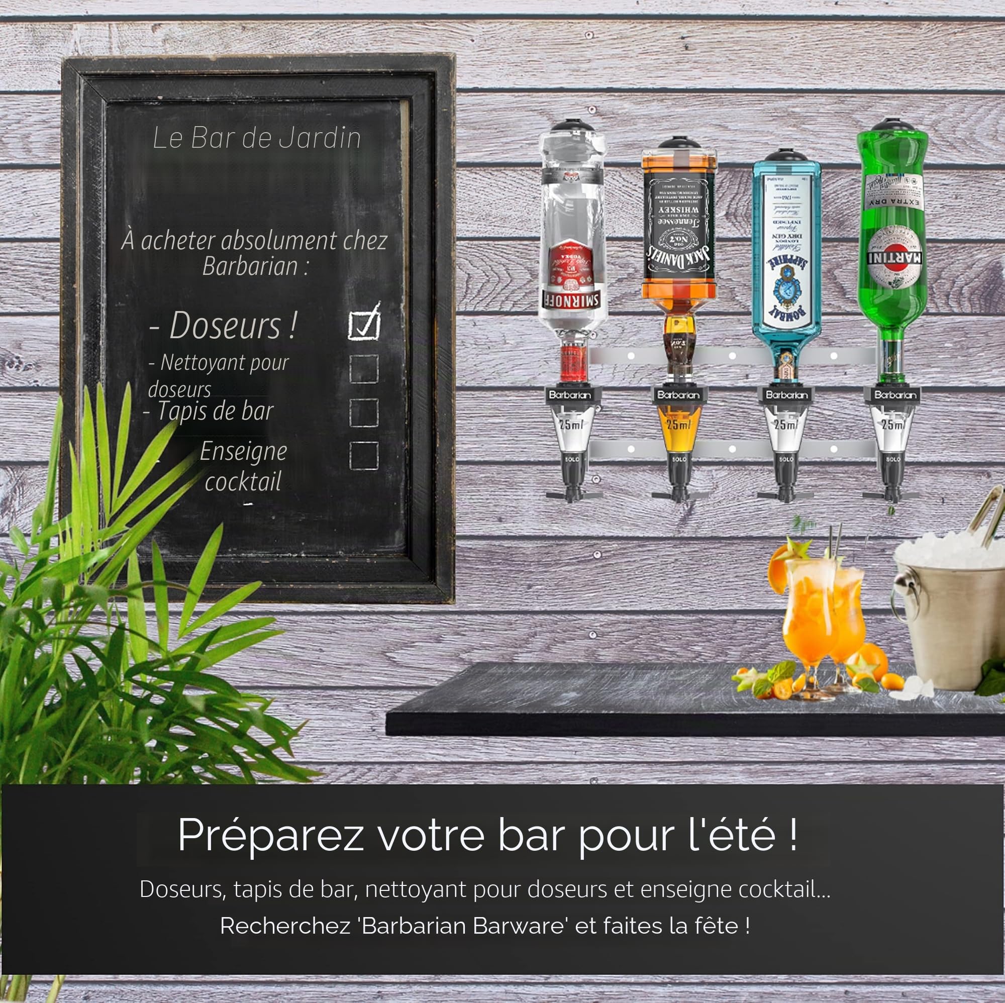 Barbarian Distributeur de Boissons Alcool Bar Butler 4 mesures Dosage 25 ML Bar de Maison (4 Bottle)