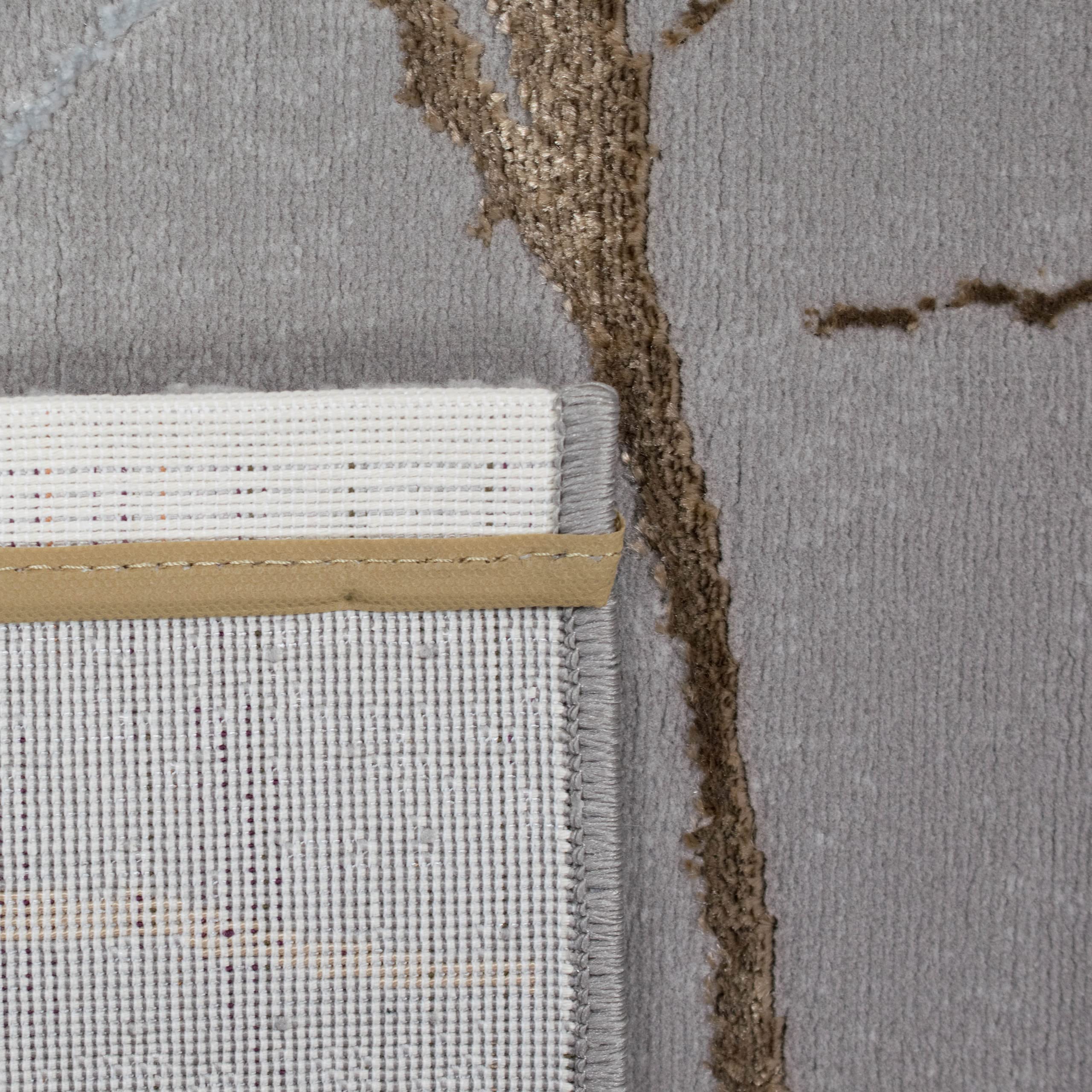 Teppich-Traum Kurzflor Teppich Ästemuster Gold 80x300 cm | Pflegeleicht, strapazierfähig, schmutzabweisend, seitlich gekettelt, fußbodenheizungsgeeignet, mit Glanzeffekt, 8 mm Flor