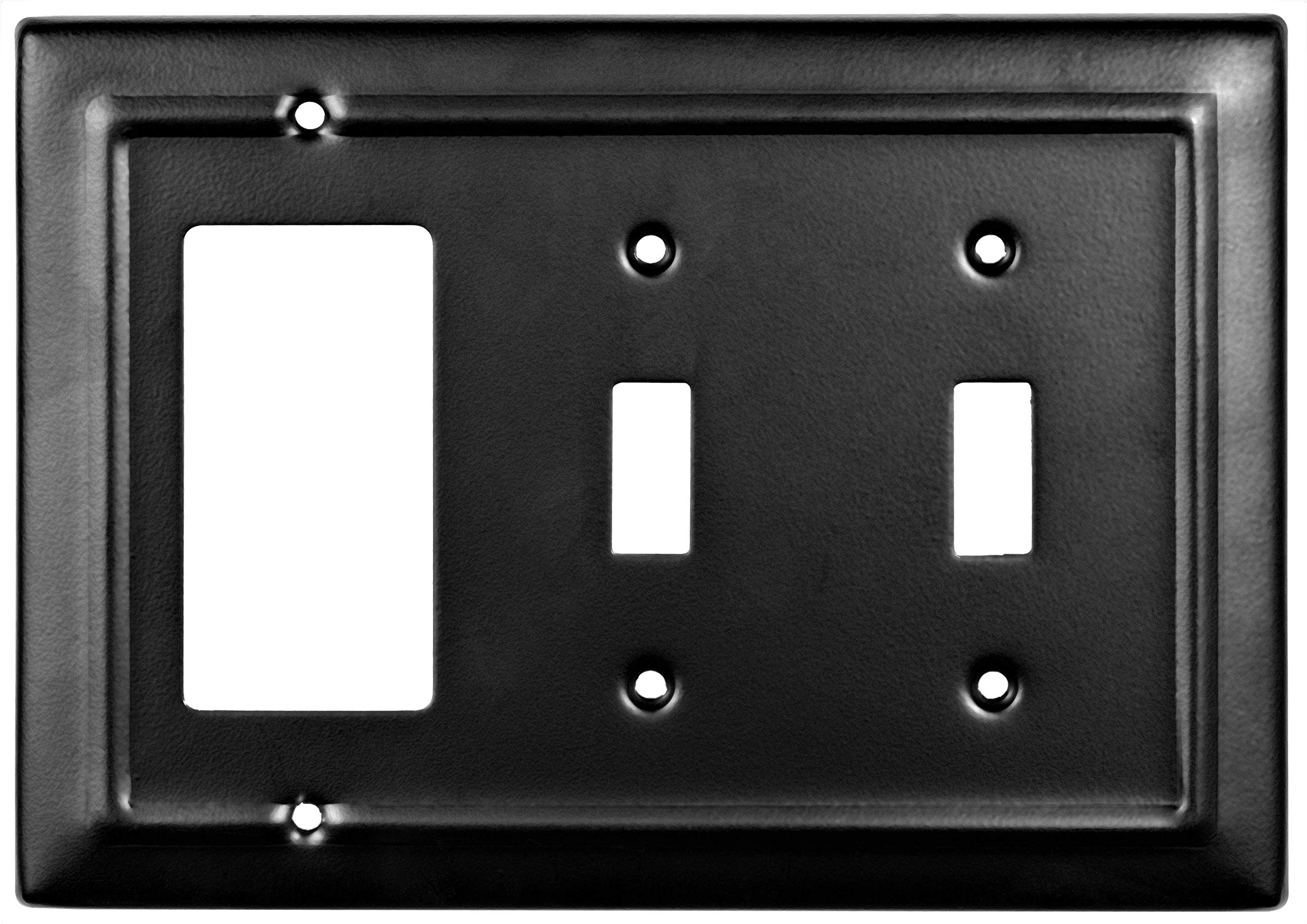 Monarch Abode19156 Architectural Double Rocker Wall Switch Plate, Matte Black