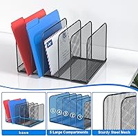 Vista 4 de 5 Sections Desk File Holder/Rack/Sorter,Mesh File Organizer,File Folder Organizer,Metal Upright Desktop Organization for