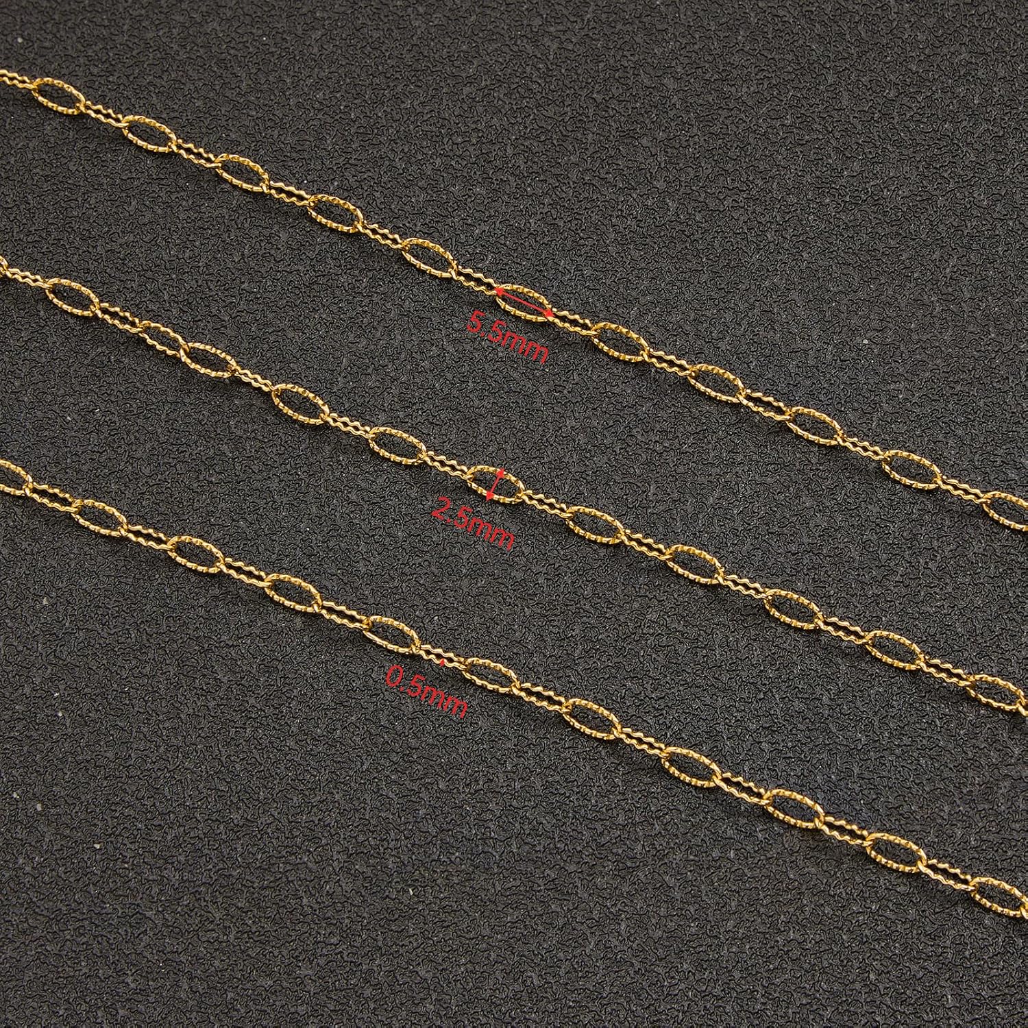 UMAOKANG 32.8 Feet Embossed Paperclip Jewelry Chain Roll Dainty Gold Plated Stainless Steel Chains for Jewelry Making