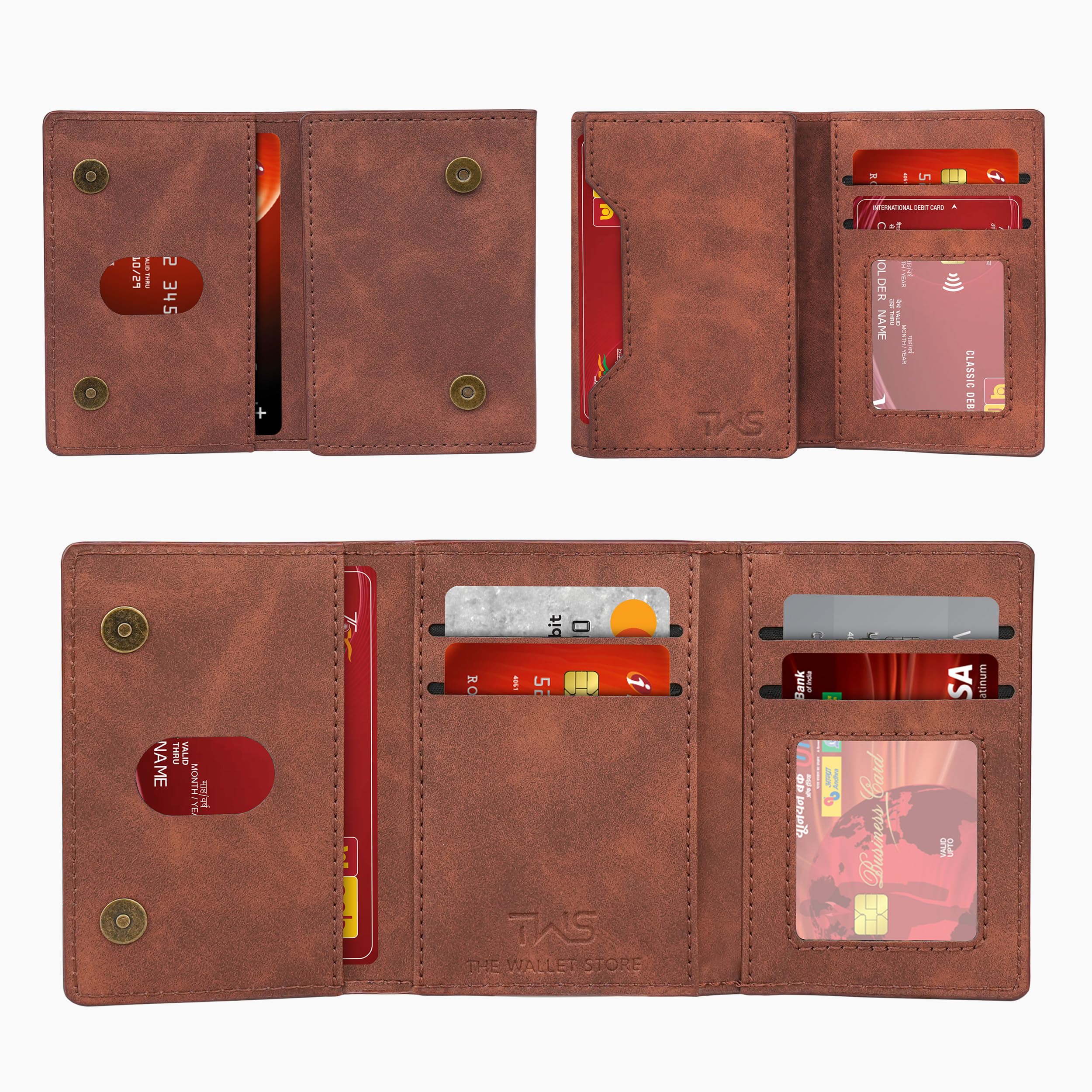 The Wallet Store Magna Suede Vegan Leather Cardholder (Brown)