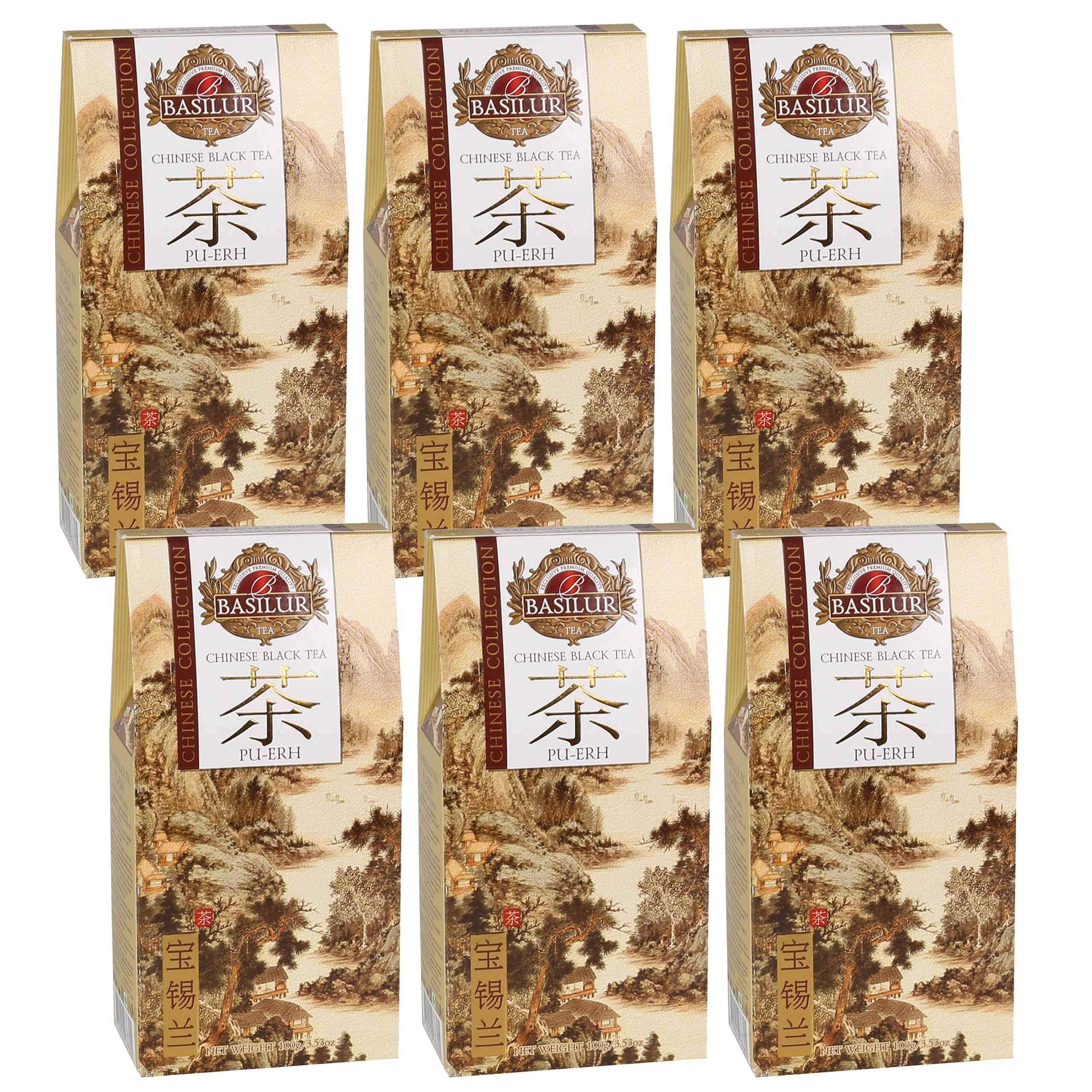 BASILUR Chinese Black Tea - Pu Erh Tea Chińska czerwona herbata o wędzonym smaku i aromacie 100 g (x6)