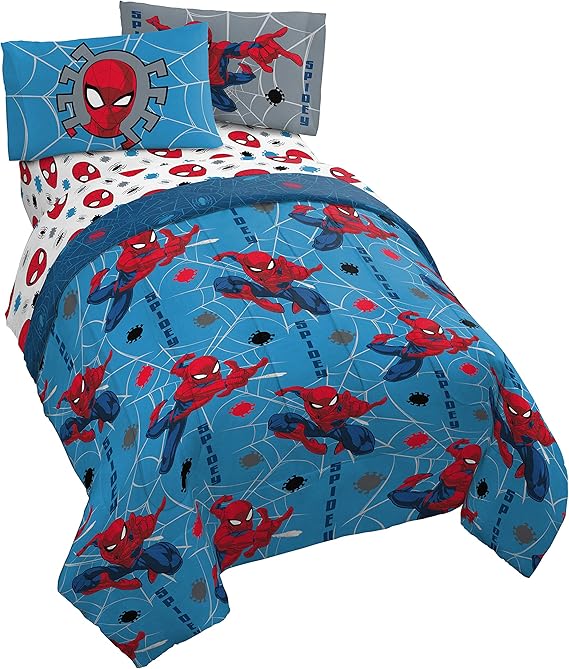 Jay Franco Marvel Spiderman Spidey Faces 5 Piece Full Bed Set