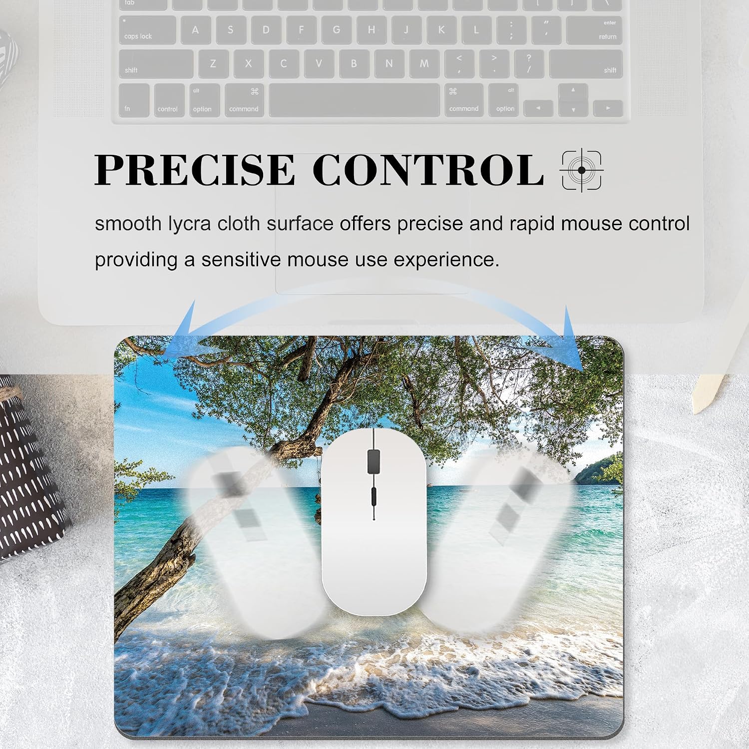 Beach Ocean Mouse Pad Cute Green Tree Sea Teal Mousepad Tropical Nature Aesthetic Small Desktop Desk Mat Office Portable Accessories Computer Laptop Wireless Travel Work Decor Gaming Washable image 5