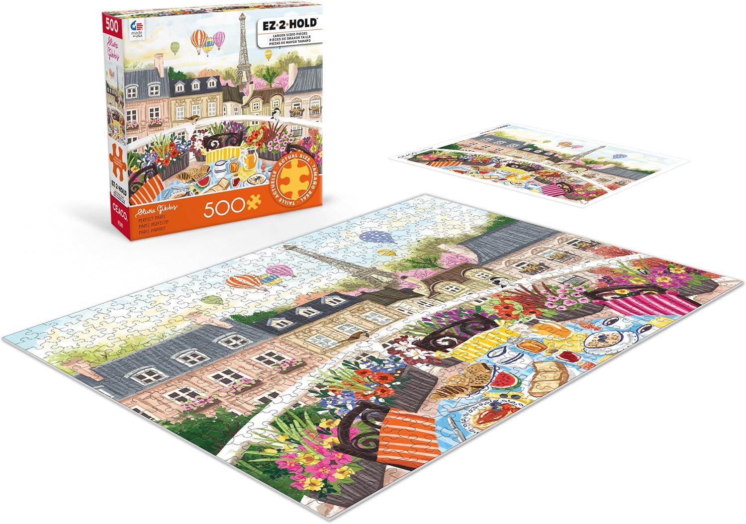 Ceaco - EZ2Hold - Olivia Gibbs - Perfect Paris - 500 Piece Jigsaw Puzzle for Adults - Challenging Puzzle Perfect for Game Nights - Finished Size is 26 x 19
