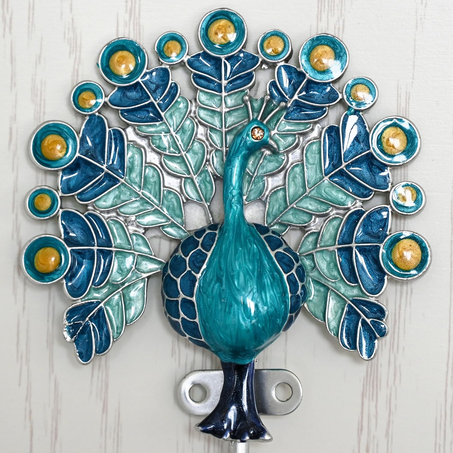 Decorative Metal Hanging Hooks, 3-Pack – Toucan, Peacock, Butterfly and Blossom Design | Wall Hooks for Indoors & Outdoors (Peacock Blue)
