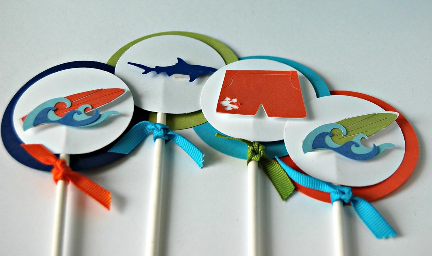 Surfing Birthday Party Cupcake Toppers (Set of 24)