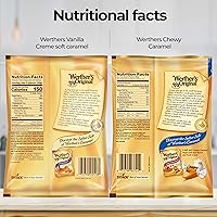 Vista 2 de Werthers Original Vanilla Creme - Caramelos suaves y caramelo masticable, paquete de 4 (2 de cada uno) – Caramelo suave Werthers envuelto