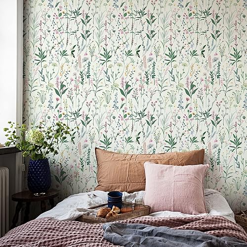 Miniatura 3 de Papel tapiz floral para despegar y pegar, papel de pared blanco y negro, papel tapiz floral de granja de madera silvestre, papel de contacto