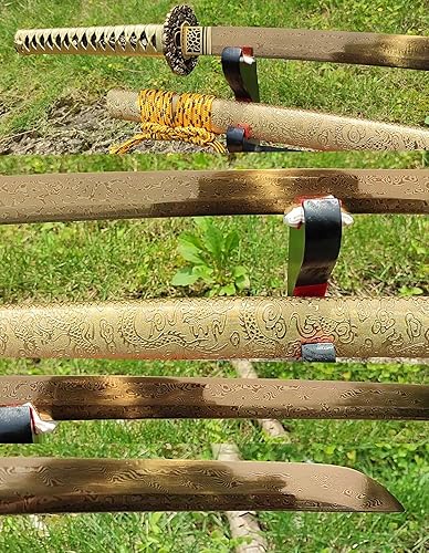 Miniatura 4 de Espada samurái japonesa hecha a mano de cabeza de dragón de hoja de acero para primavera, espada samurái japonesa muy afilada