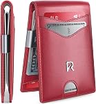 Ronyxet Slim RFID Wallet for Mens – Minimalist Wallet for Men with Money Clip, Holds 12 Cards – Durable Leather Carbon Fiber Men’s Wallet – Perfect Mens Gift (Carbon Orange, Money Clip)