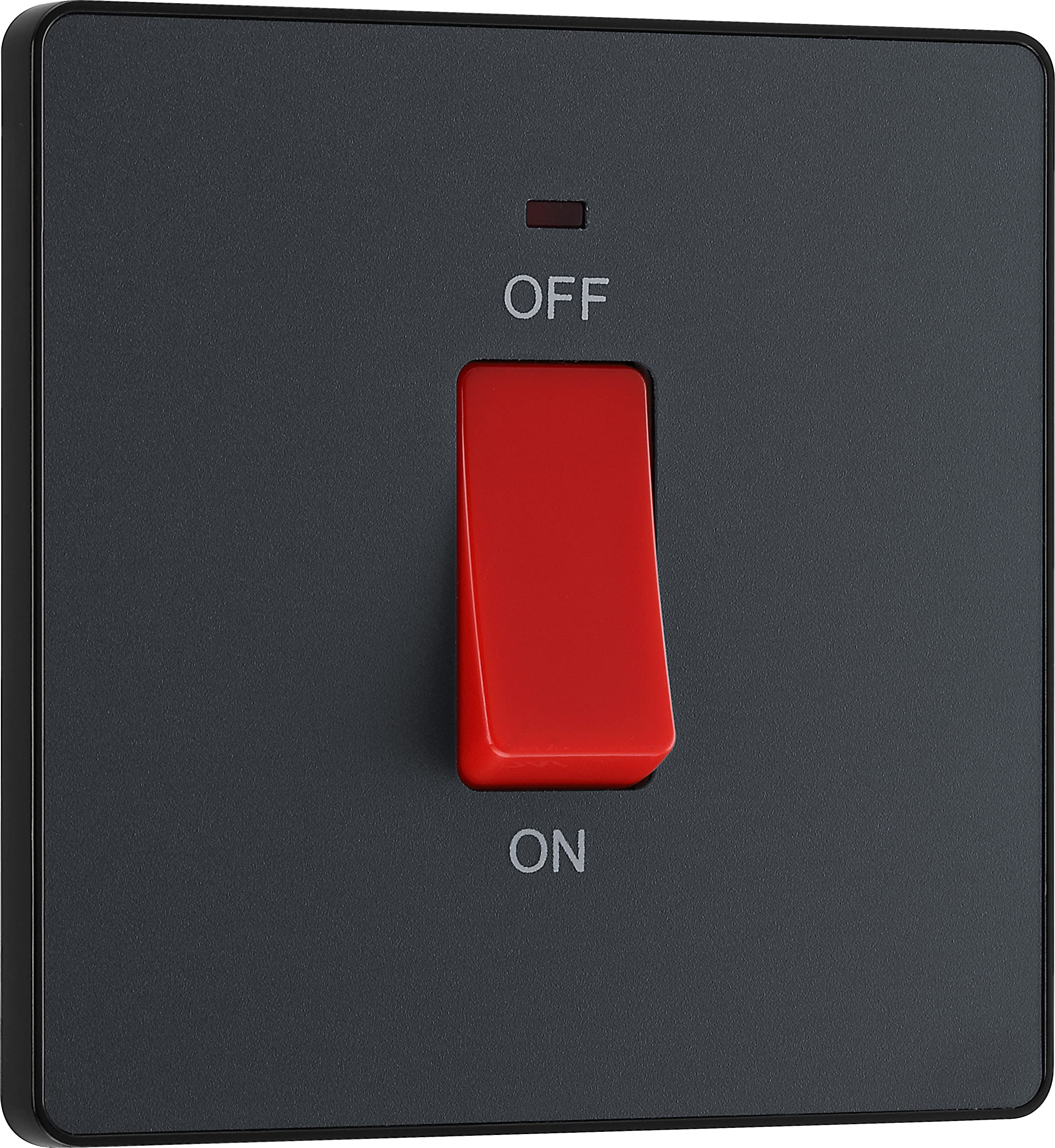 British General Matt Grey Bg Electrical Cooker Control Switch Unit With Led Power Indicator, Single Plate, Double Pole, Screwless, Evolve, 45A, Pcdmg74b