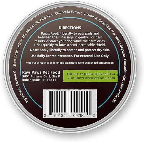Miniatura 3 de Raw Paws Cera de patas para perros y bálsamo de nariz, tamaño económico (4 onzas) - Crema de patas y cera para almohadillas secas y agrietadas y