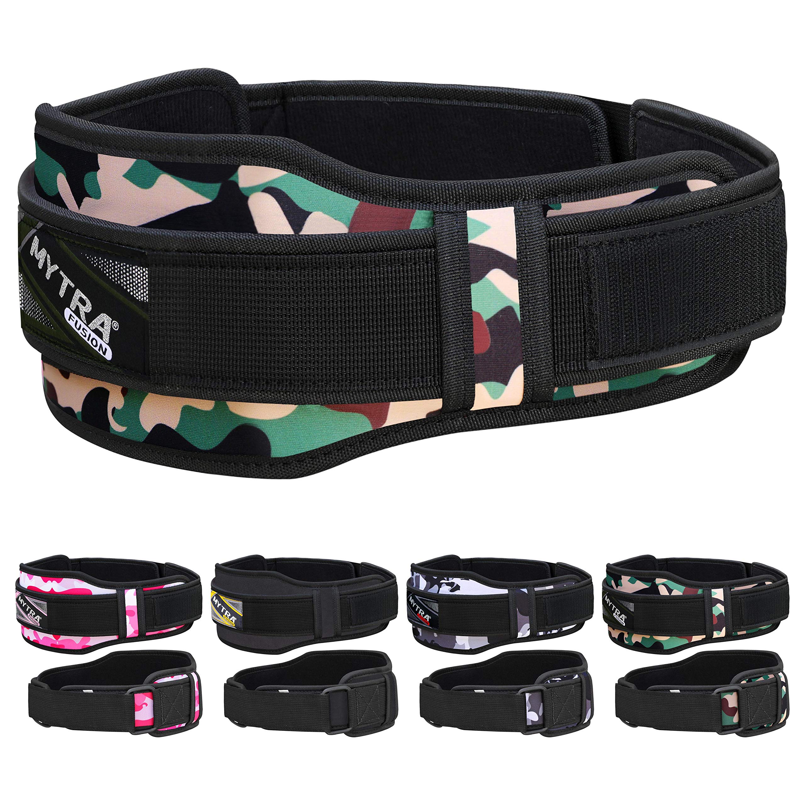 Mytra Fusion Unisex Gym Belt Fitness Belt for Exercise, Weightlifting, Powerlifting, Back Support Neoprene Belt (Camo Green, Small)