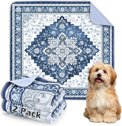 INVENHO 2PACK Washable Pee Pads for Dogs, Reusable Dog Pads Upgrade Non-Slip Dog Pee Pads Heavy Absorbency Puppy Pee Pads Quick Dry Whelping Pads/Waterproof Puppy Training Pad