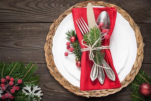 Miniatura 2 de Cork & Leaf Manzanita - Juego de 12 cargadores de platos llanos de 13 pulgadas (juego de 12) platos redondos rústicos decorativos para vajilla,