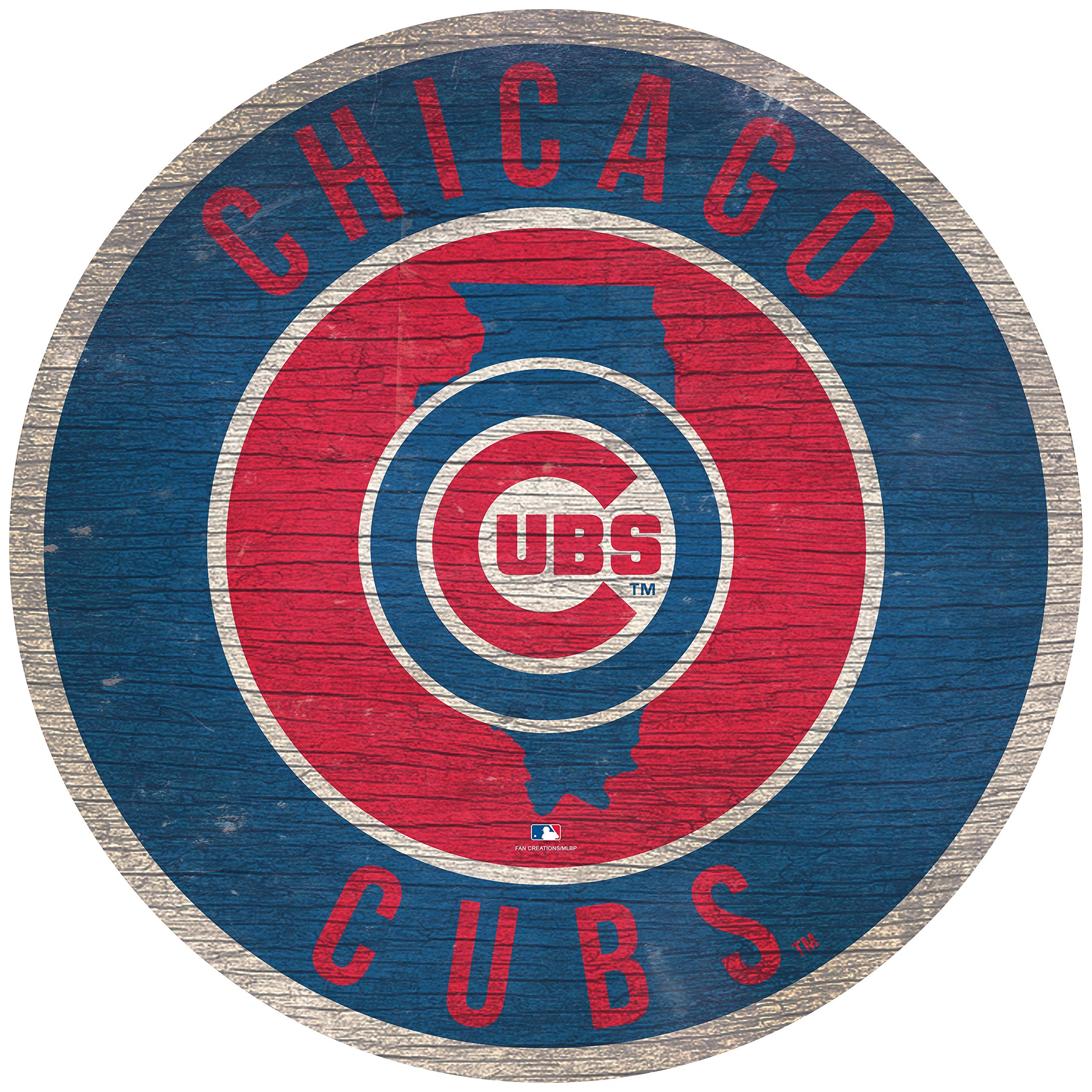 Cartel de madera con el logotipo de los Chicago Cubs de Fan Creations de 12 pulgadas