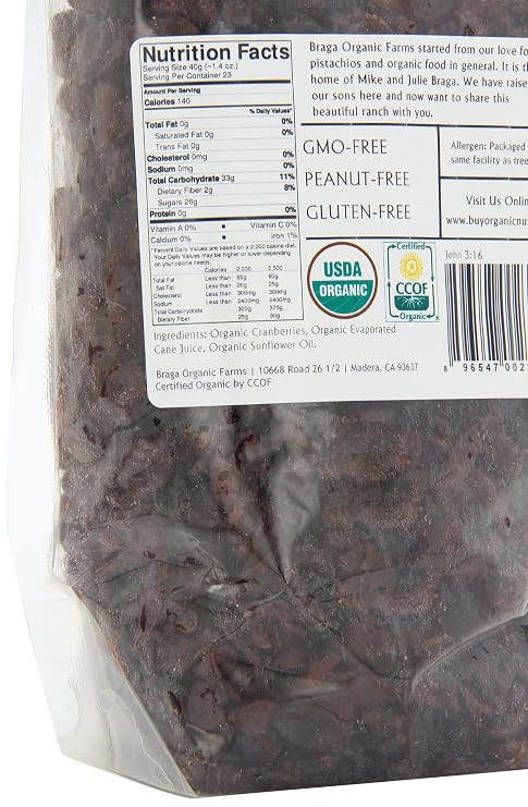 Braga Organic Farms Organic Dried Cranberries 2 lb. bag