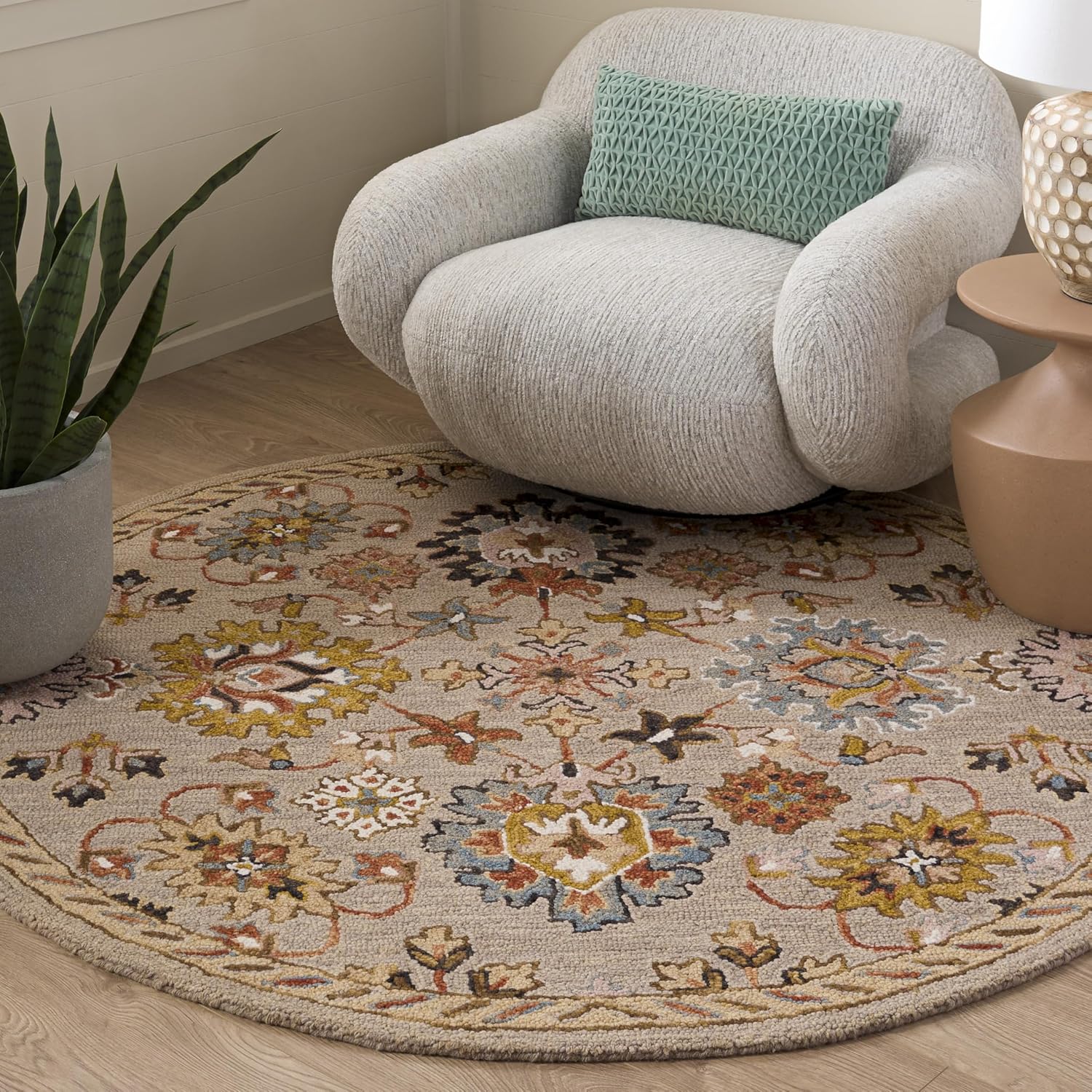 Safavieh Area Rug 8x10 - Aspen Collection - Large - Grey & Pink, Handmade Wool, Ideal for Living Room, Bedroom, Office, Dining Space (APN152F)