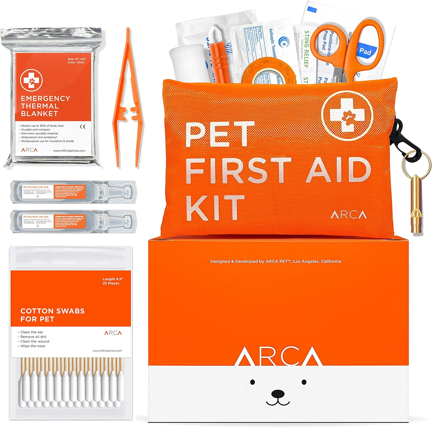 ARCA PET Dog First Aid Kit - Pet Emergency Travel kit for Cat and Dog - Water Resistant High Visibility Reflective First Aid Pouch for…