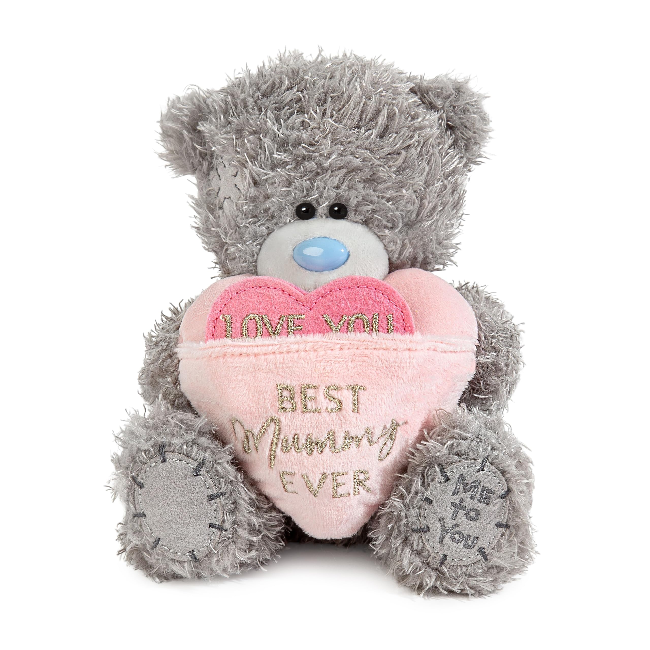 Me to You Tatty Teddy 'Best Mummy' Plush Bear On Gift Plinth 15cm High - Official Mother's Day Collection, Blue,grey,pink