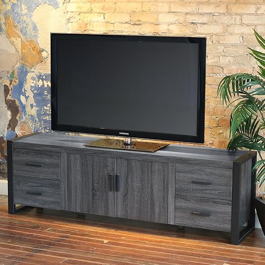 FurnitureMaxx Sthezery 70" Charcoal Grey Wood TV Stand