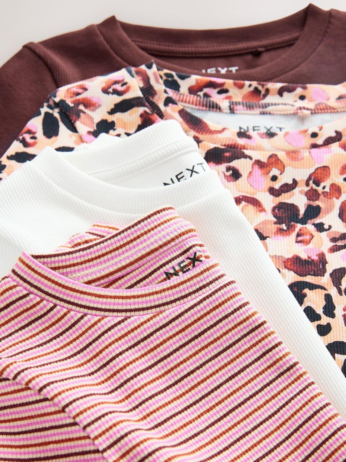 NEXT Girls Long Sleeve Ribbed T-Shirts 4 Pack