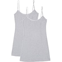 Bozzolo RT1002 PK Ladies Adjustable Spaghetti Strap Long Tank Top 2Pack - H.Grey/H.Grey L
