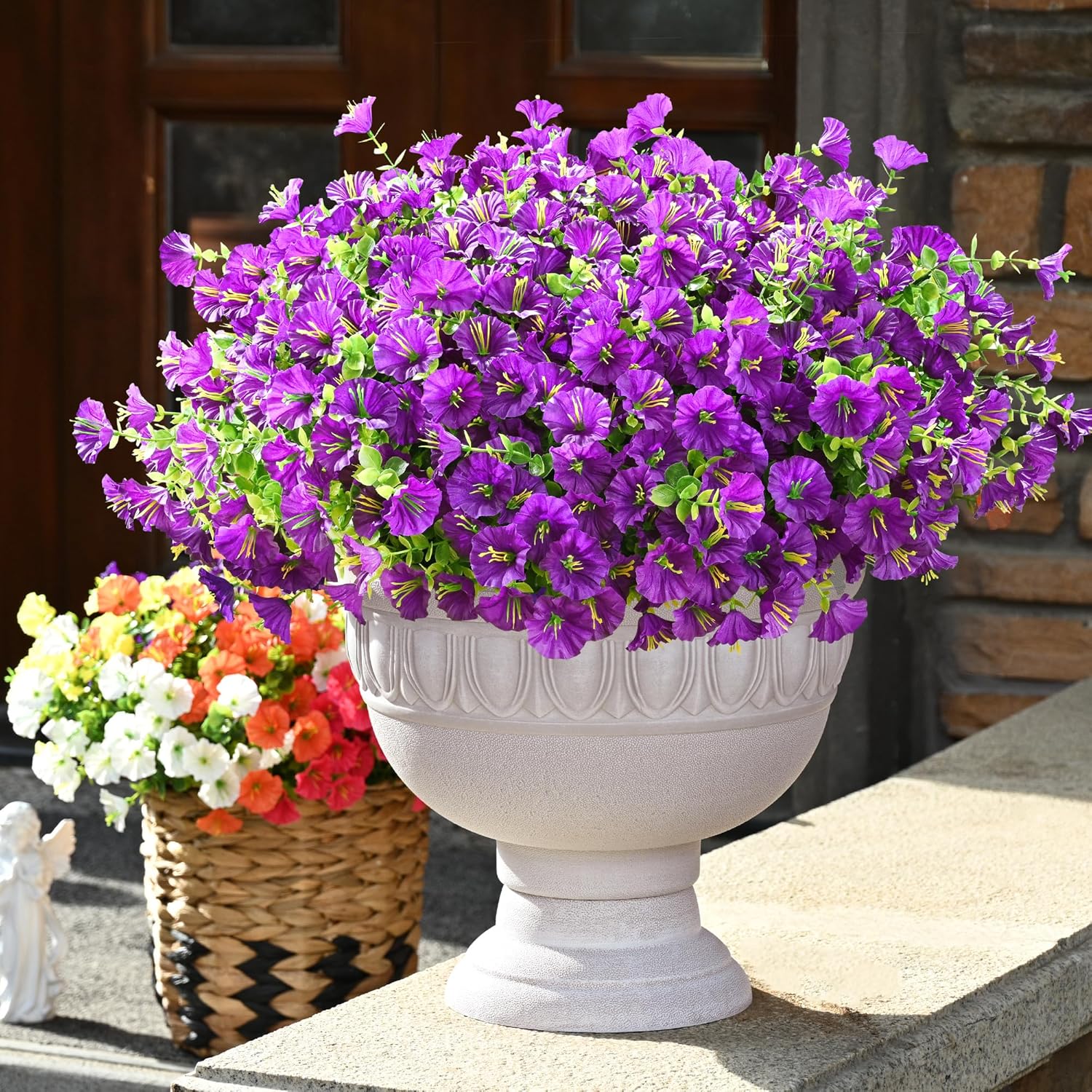 Waipfaru Artificial Flowers for Outdoors, 24 Bundles Faux Plants Outdoor, UV Resistant Artificial Plants Outdoor, Silk Petunias Fake Flowers for Outside Home Decor Planter Porch Decoration, Purple - Image 7