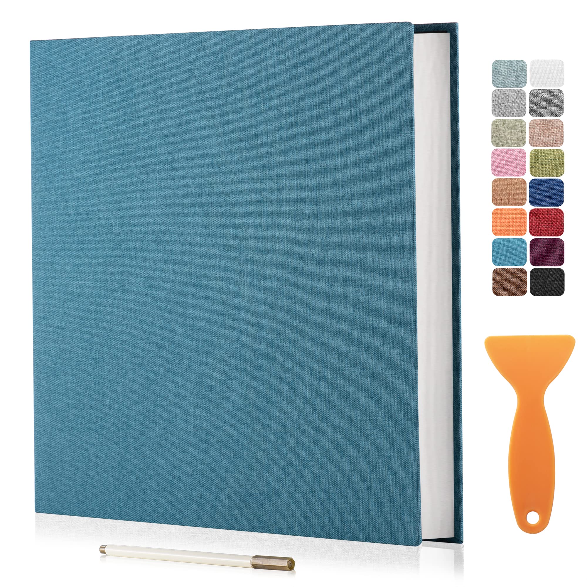 HenPisen Large Photo Album Self Adhesive Scrapbook Album for 4×6 5×7 8×10 Pictures DIY Magnetic Linen Cover Album 40 Pages for Family Wedding Gifts