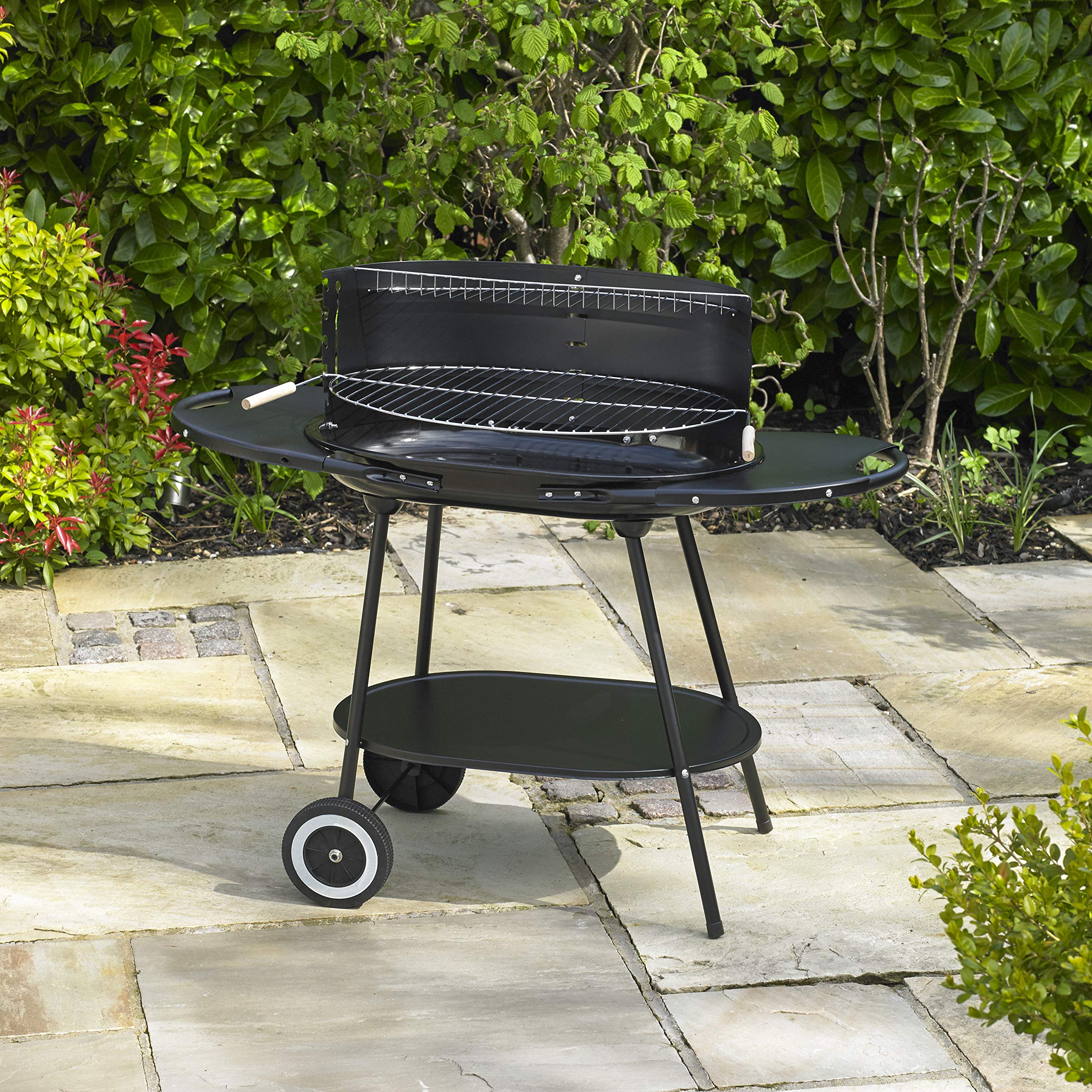 Kingfisher BBQ5 Oval Steel Trolley BBQ - Black
