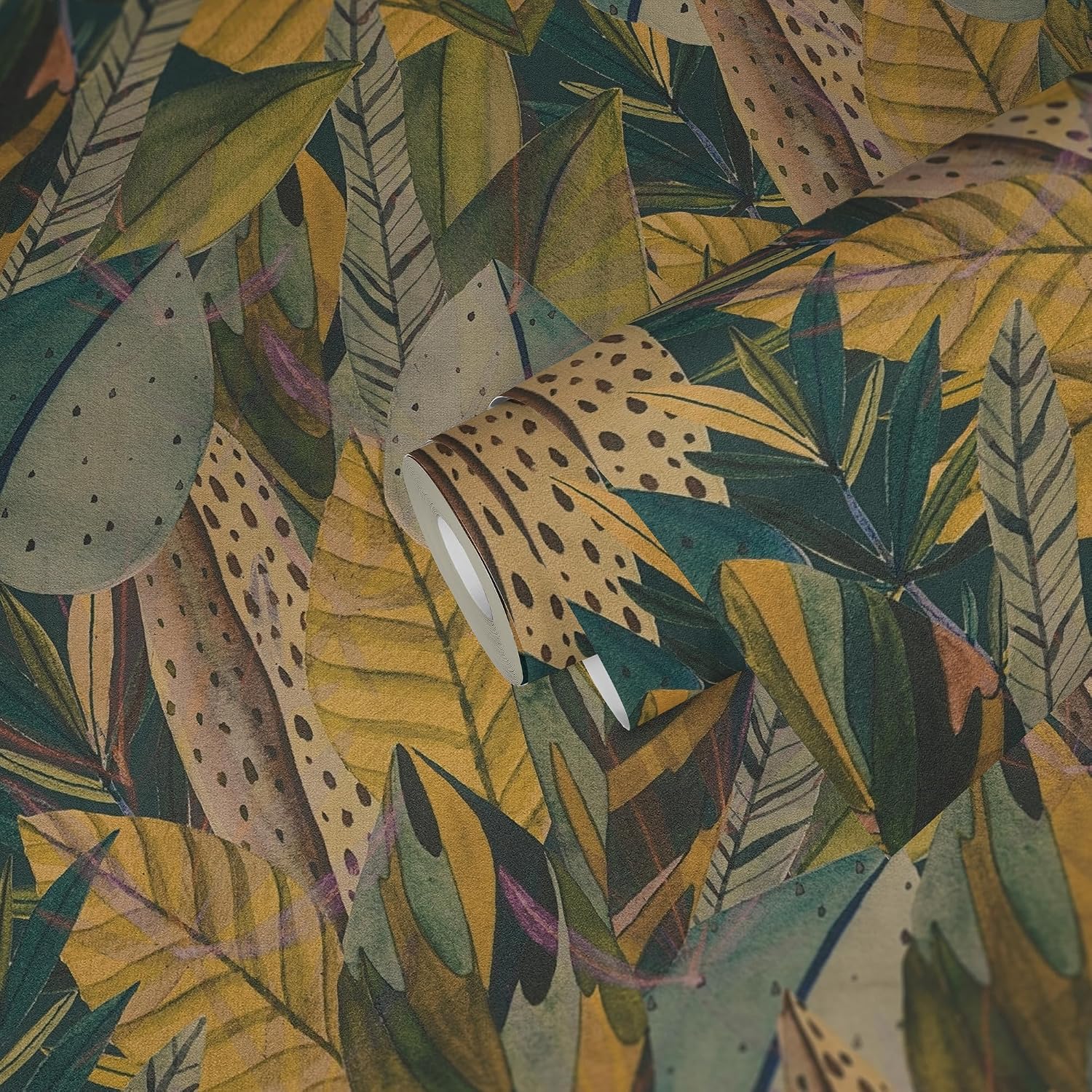 Livingwalls Anna D'Andrea 782201 Non-Woven Wallpaper Floral 10.05 m x 0.53 m - Yellow, Green, Blue, Purple - Jungle Wallpaper
