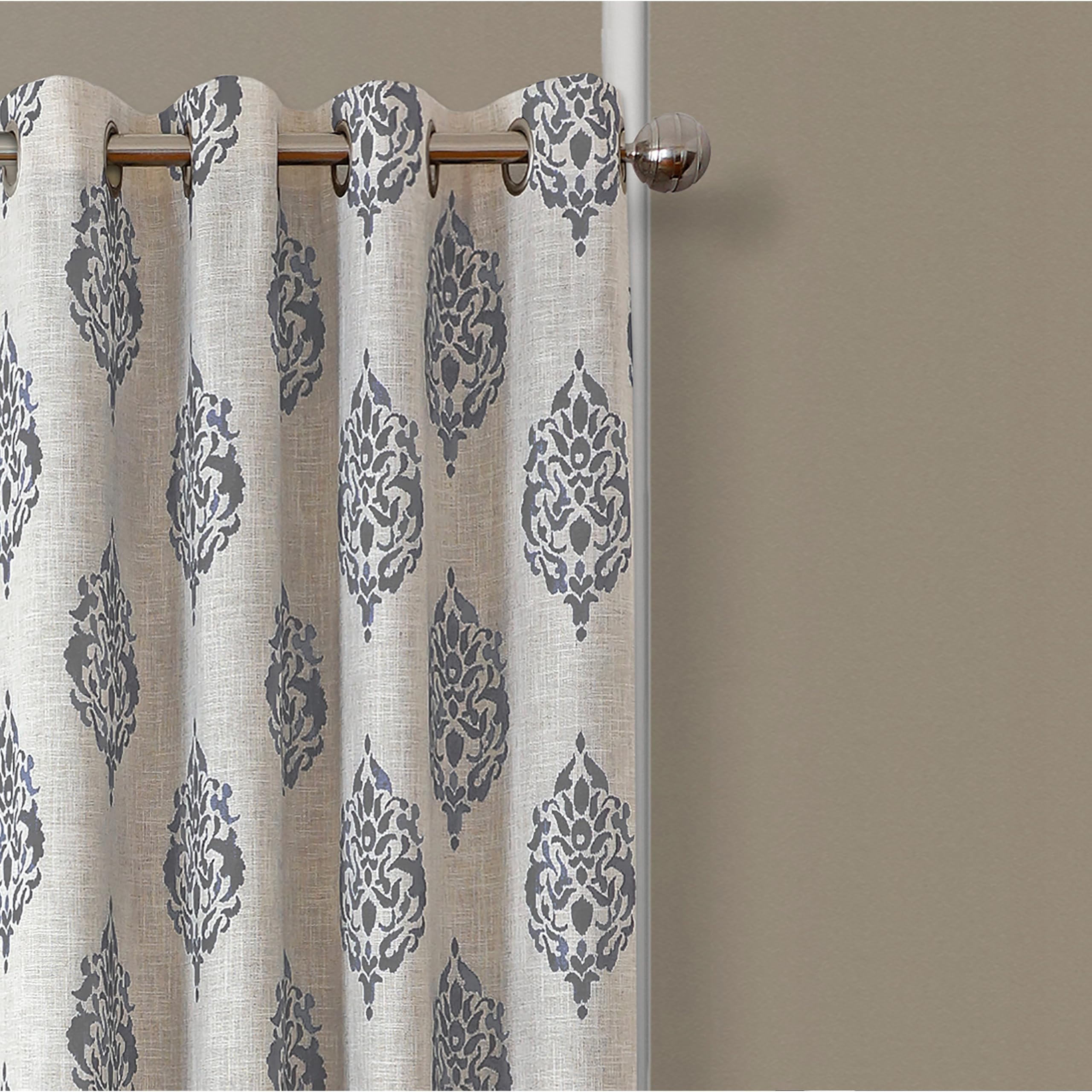 Elrene Home Fashions Navara medalion pokój zaciemniający panel zasłony okiennej, 132 cm x 241 cm (1, szary