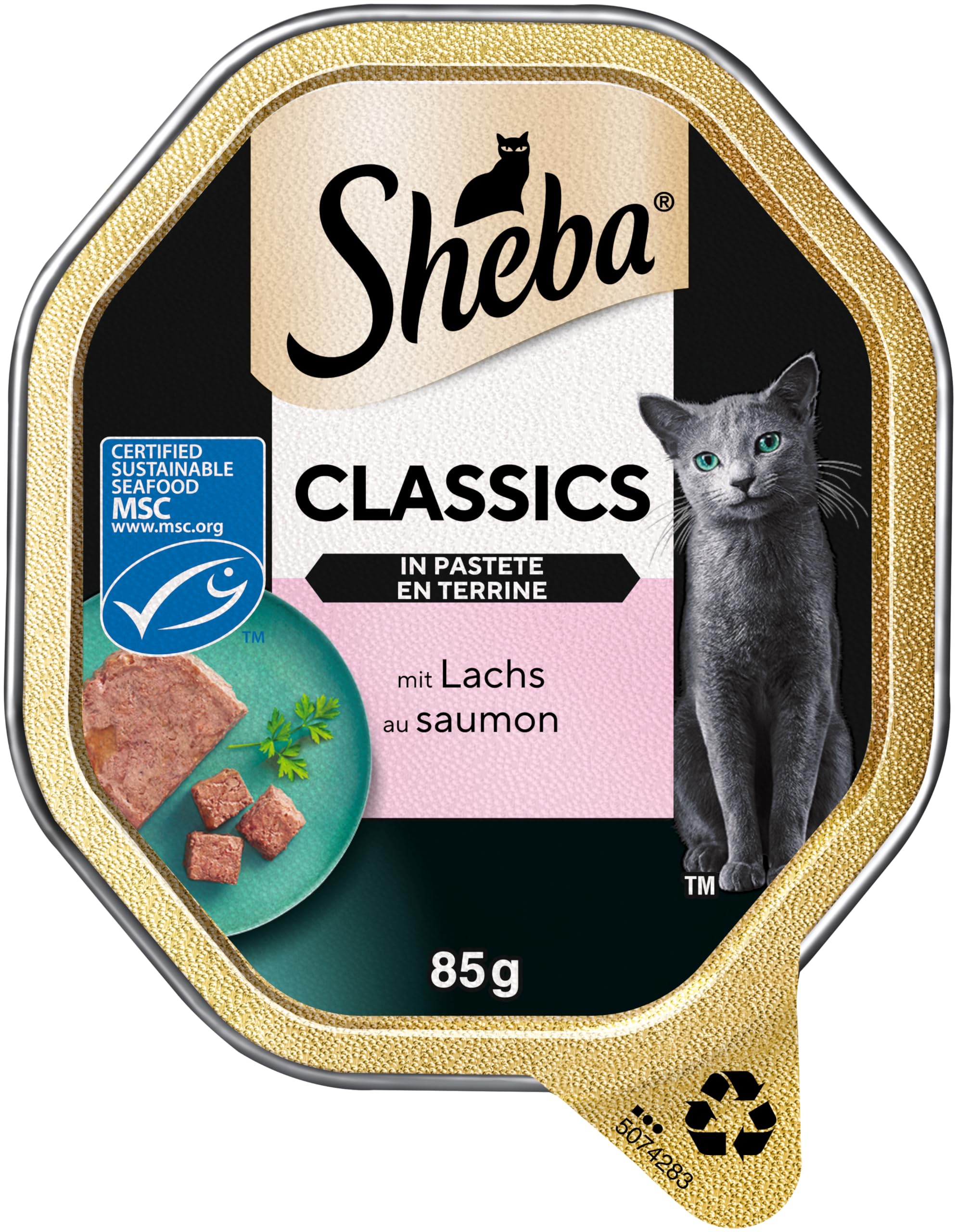 SHEBA Schale Nassfutter für Katzen Classics in Pastete mit Lachs 2 x 11 x 85g