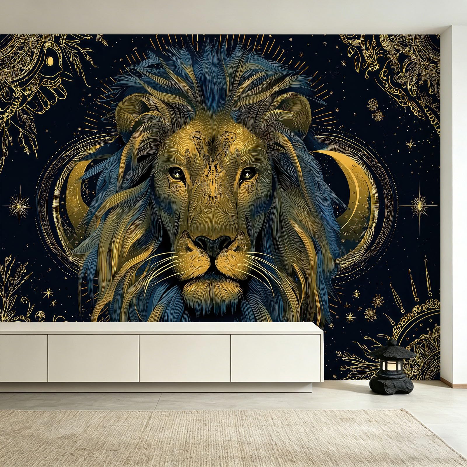 Générique Papier Peint Panoramique Animaux Gros Plan 300 x 210 cm - Décoration Murale Tête De Lion - Tapisserie Murales Papier Peint Intissé - Poster Tableaux Photo Muraux