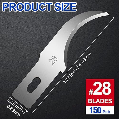 Miniatura 16 de DIYSELF 150 cuchillas de repuesto para cuchillos de pasatiempo, cuchillas de cuchillo Sharp Exacto #24, repuestos de cuchillas de cuchillo de hobby