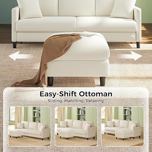 Miniatura 3 de Sofás de 83 pulgadas para sala de estar, cómodos sofás para sala de estar con otomana de almacenamiento, sofá de peluche, sofá de dos plazas sin