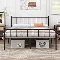 DIIYIV Queen Metal Platform Bed Frame - No Box Spring, 2500 lbs Capacity, 14" Storage Clearance, Easy Assembly, Steel Slats