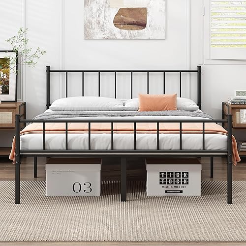 Full Bed Frame-Classic Metal Platform Bed Frame,Mattress Foundation with Steel