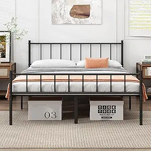 Full Bed Frame-Classic Metal Platform Bed Frame,Mattress Foundation with Steel Slat Support,Under Foundation Storage,No Box Spring Needed, Easy Assembly, Full Size