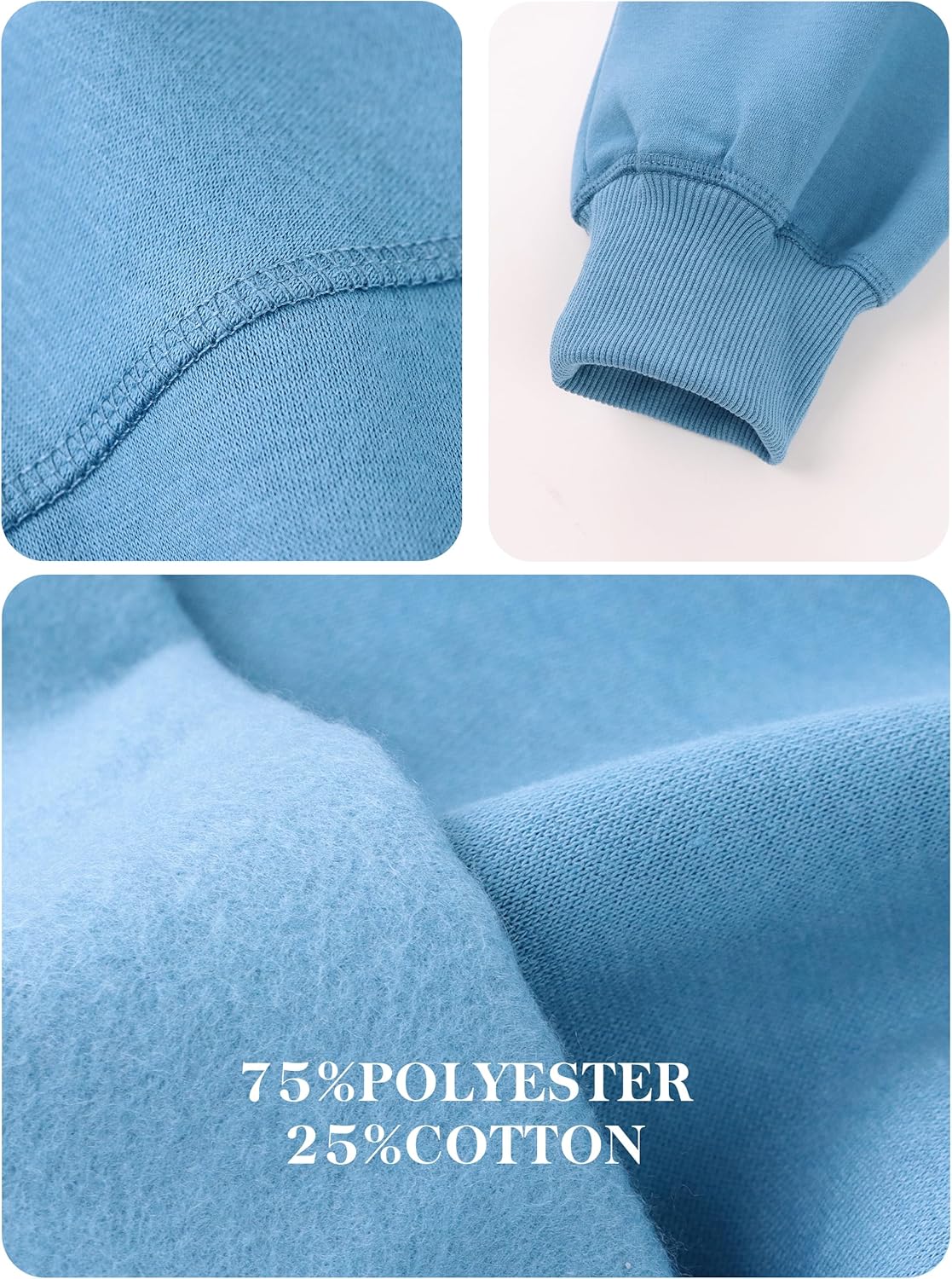 Women’s Oversized Sweatshirts Mockneck Sweatshirt Turtleneck Loose Fit Drop Shoulder Long Sleeve Pullover Tops Blue - Image 3