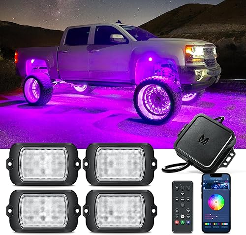 Miniatura 9 de MICTUNING Y1 RGB+IC Dream Color - Kit de luces LED Rock - 10 cápsulas de luces subterráneas para camiones con efecto de persecución, luz exterior de