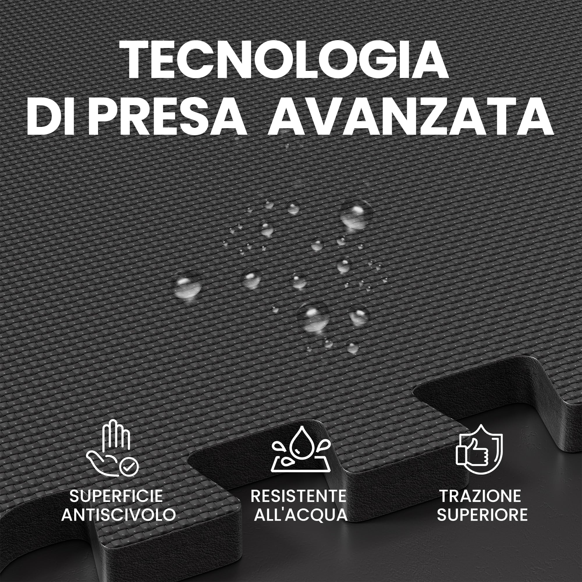 Ultrasport Tappeto Puzzle Palestra 54 Pezzi - Pavimento Gomma Antiscivolo - Protezione Antiurto per Pesi, Dischi, Ginnastica e Piscina
