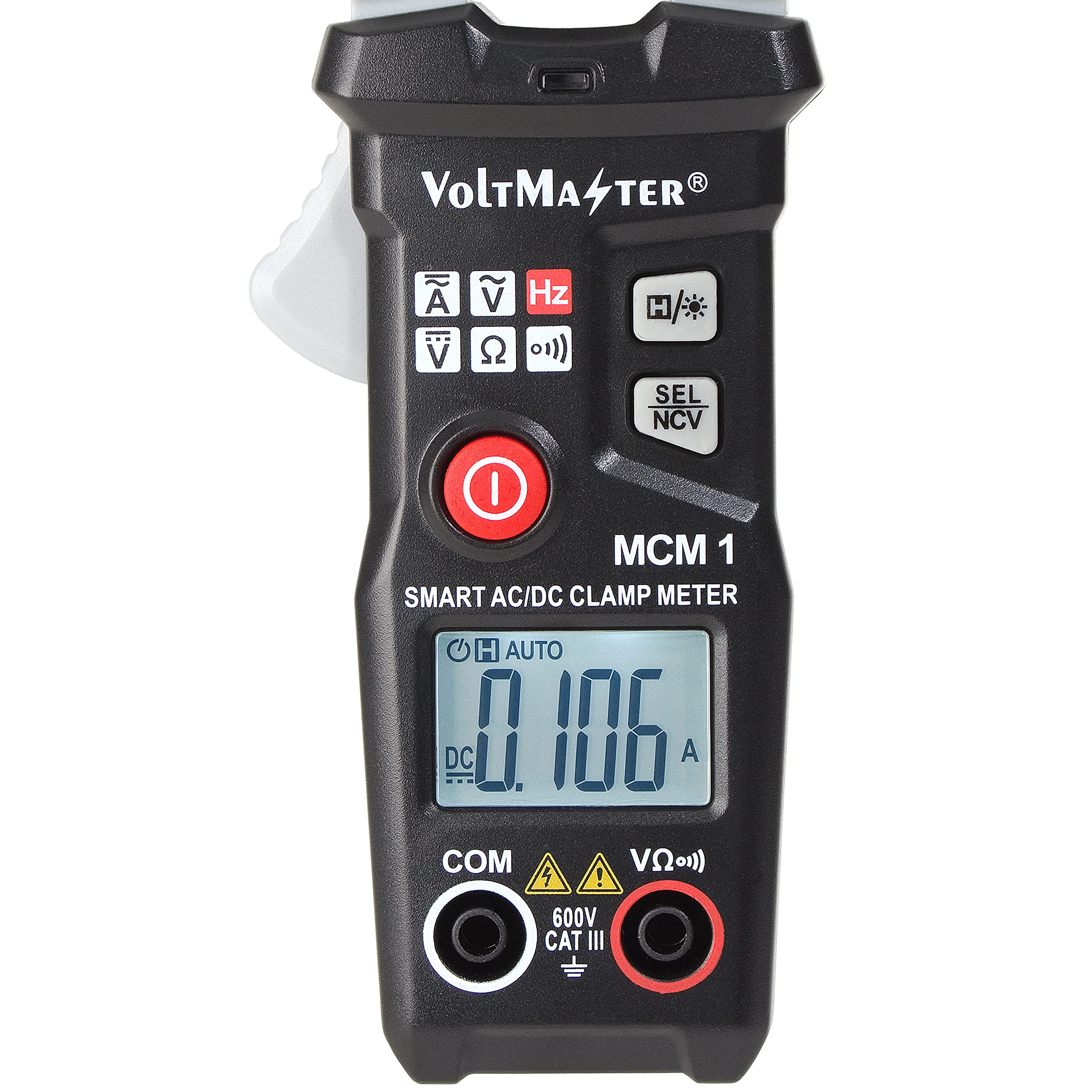 Voltmaster MCM 1 Pinza amperimétrica digital en miniatura CAT III 600 V (medición de corriente CA/CC, robusto, retención de datos, apagado automático, plástico ABS), negro/gris