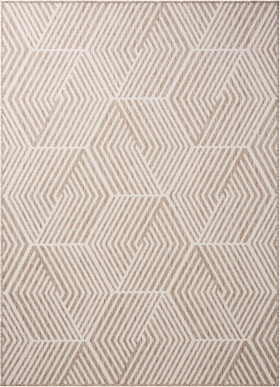 nicole miller new york patio country ombre geo indoor outdoor area rug, uv fade resistant, low pile, beige/cream, 7'9"x10'2" beige/cream 7'11" x 10'2" (rectangular)