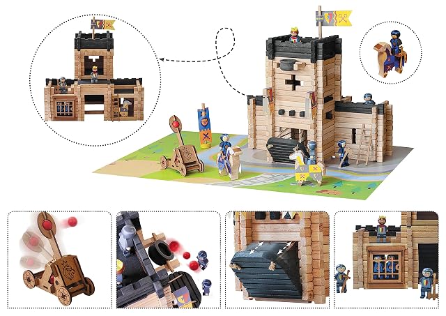 Foto 4 de 6 de Jeu de construction - Jeujura - 8028 - Château fort - Catapulte - 270 pieces en bois