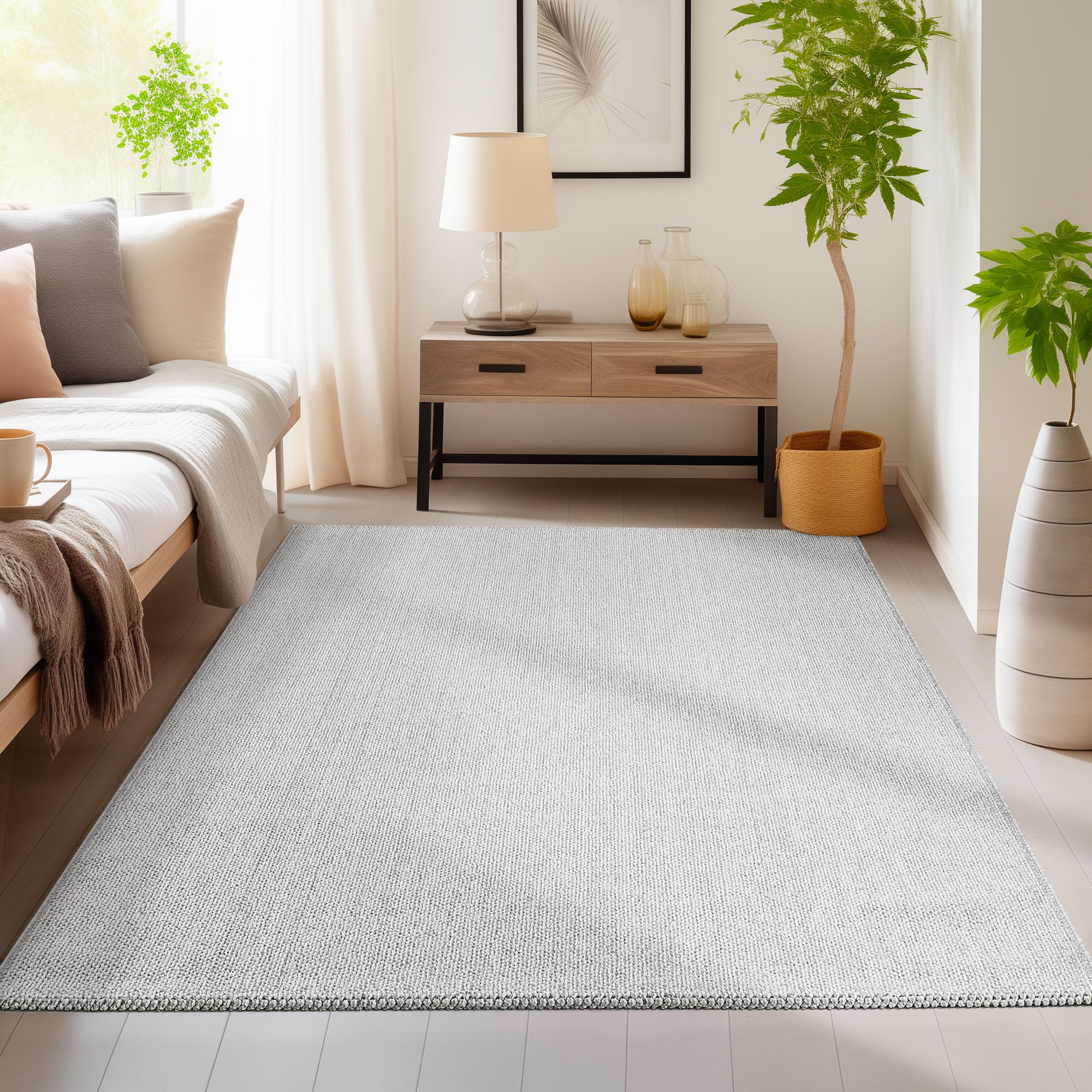 Homebyhome Moderner Wohnzimmer-Teppich Robuster, Einfarbiger Schlingenteppich mit Melierter Struktur Dekorativer Cut-Loop Teppich für EIN Stilvolles Ambiente