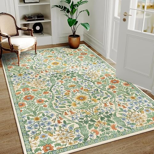 NakedCloud 4x6 Floral Soft Low Pile Boho Carpet